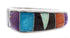 Sterling Silver Multicolor Inlay Jewelry Ring Size 6-1/4 UX36078